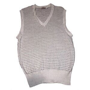 Vintage B.P. BRITCHES Mens 100% Beige Cotton Knit Sleeveless Sweater Vest